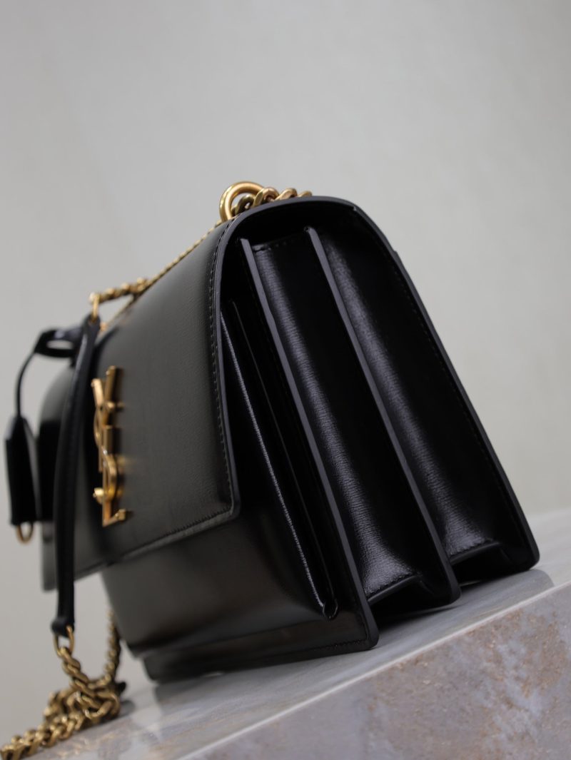YSL Medium Sunset Shoulder Bag 22cm Black Cowhide GHW
