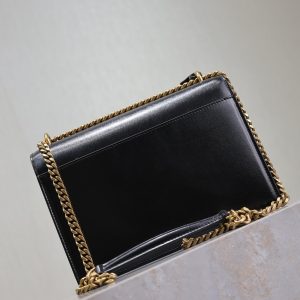 YSL Medium Sunset Shoulder Bag 22cm Black Cowhide GHW