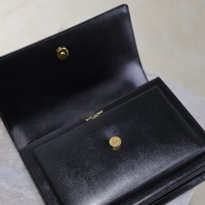 YSL Medium Sunset Shoulder Bag 22cm Black Cowhide GHW