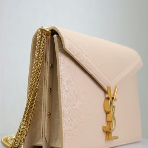 CASSANDRA CHAIN BAG 22 IN APRICOT CAVIAR PATTERN CALFSKIN GOLD HARDWARE