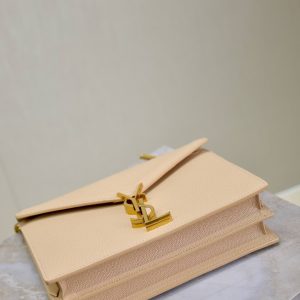 CASSANDRA CHAIN BAG 22 IN APRICOT CAVIAR PATTERN CALFSKIN GOLD HARDWARE