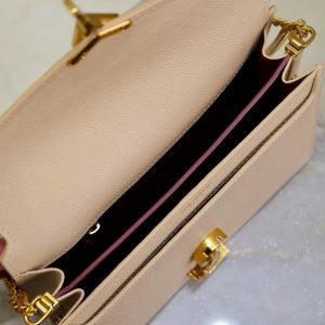 CASSANDRA CHAIN BAG 22 IN APRICOT CAVIAR PATTERN CALFSKIN GOLD HARDWARE