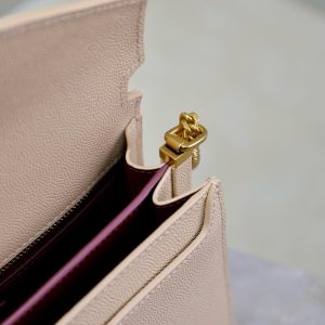 CASSANDRA CHAIN BAG 22 IN APRICOT CAVIAR PATTERN CALFSKIN GOLD HARDWARE