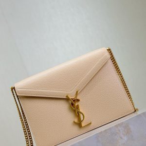 CASSANDRA CHAIN BAG 22 IN APRICOT CAVIAR PATTERN CALFSKIN GOLD HARDWARE