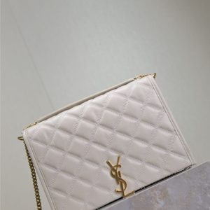 BECKY 26 IN WHITE QUILTED LAMBSKIN GOLD HARDWARE