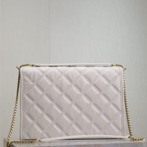 BECKY 26 IN WHITE QUILTED LAMBSKIN GOLD HARDWARE