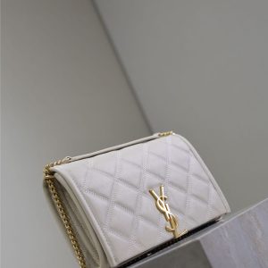 BECKY 22 IN WHITE QUILTED LAMBSKIN GOLD HARDWARE
