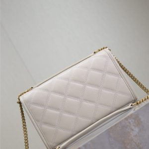 BECKY 22 IN WHITE QUILTED LAMBSKIN GOLD HARDWARE