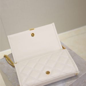 BECKY 22 IN WHITE QUILTED LAMBSKIN GOLD HARDWARE