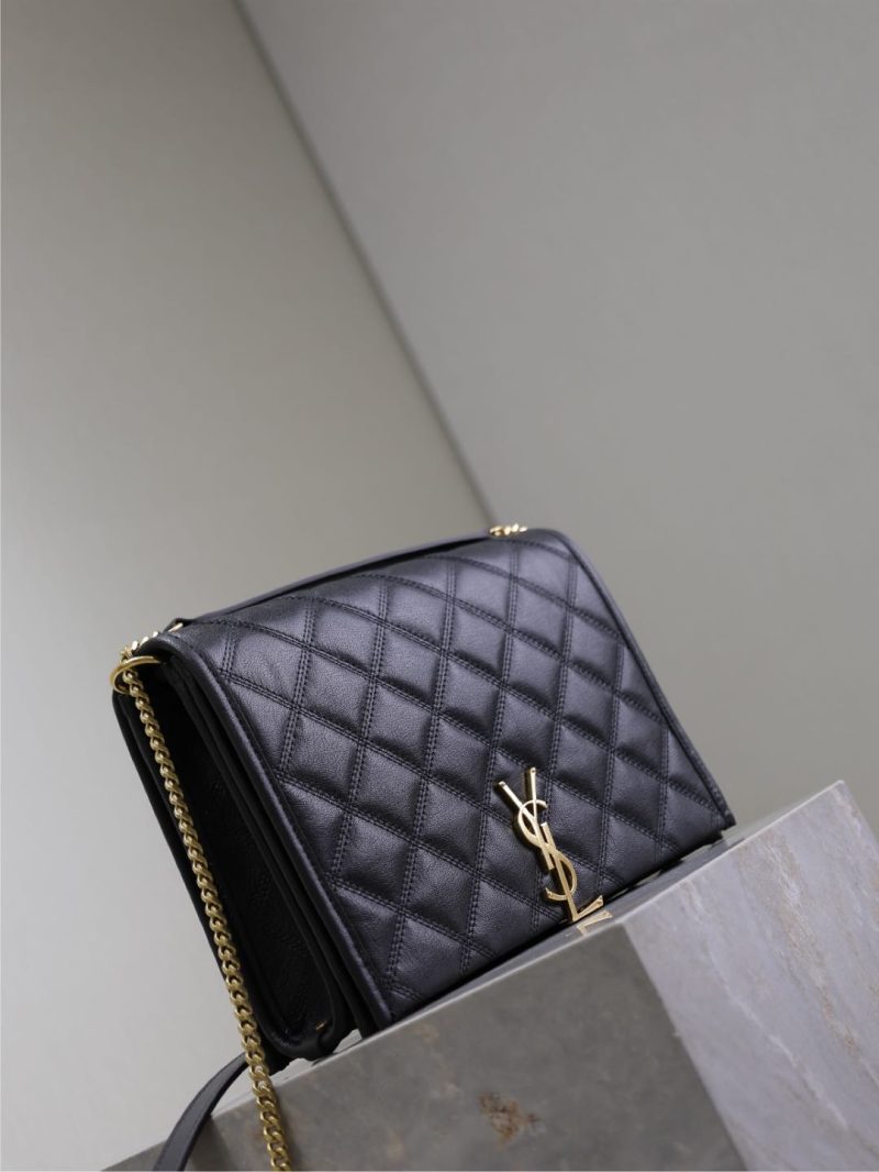 BECKY 26 IN BLACK QUILTED LAMBSKIN GOLD HARDWARE