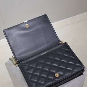 BECKY 26 IN BLACK QUILTED LAMBSKIN GOLD HARDWARE