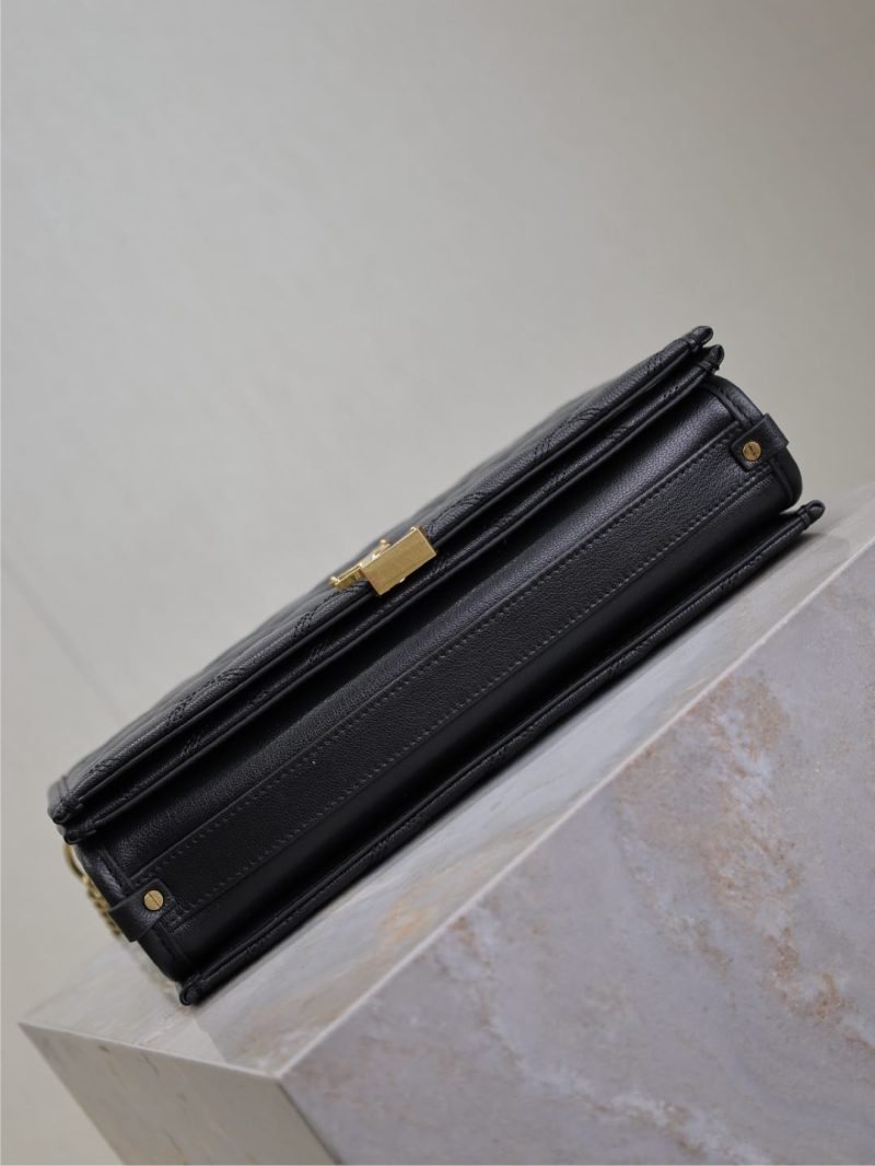 BECKY 26 IN BLACK QUILTED LAMBSKIN GOLD HARDWARE