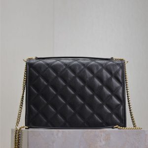 BECKY 26 IN BLACK QUILTED LAMBSKIN GOLD HARDWARE