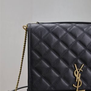 BECKY 26 IN BLACK QUILTED LAMBSKIN GOLD HARDWARE