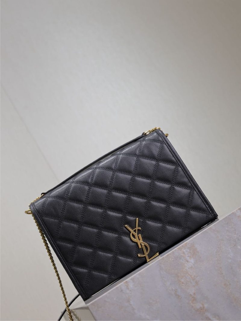 BECKY 26 IN BLACK QUILTED LAMBSKIN GOLD HARDWARE