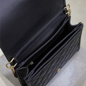 BECKY 26 IN BLACK QUILTED LAMBSKIN GOLD HARDWARE