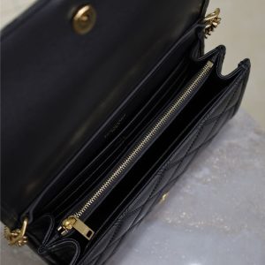 BECKY 22 IN BLACK QUILTED LAMBSKIN GOLD HARDWARE