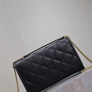 BECKY 22 IN BLACK QUILTED LAMBSKIN GOLD HARDWARE