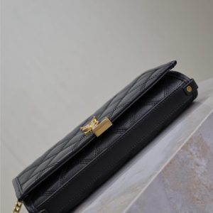 BECKY 22 IN BLACK QUILTED LAMBSKIN GOLD HARDWARE