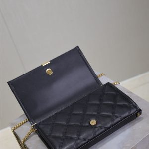 BECKY 22 IN BLACK QUILTED LAMBSKIN GOLD HARDWARE