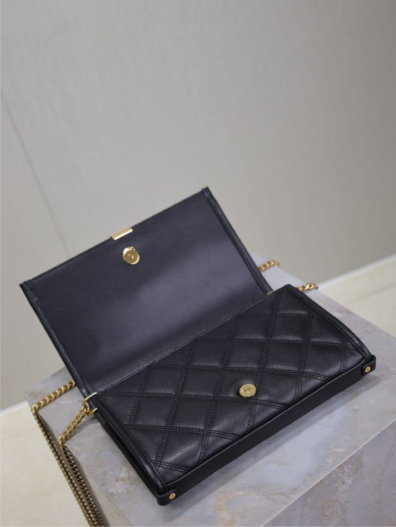BECKY 22 IN BLACK QUILTED LAMBSKIN GOLD HARDWARE