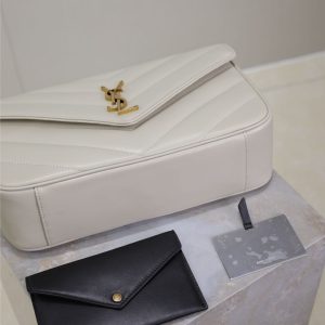 LOULOU SMALL 24 IN WHITE SHEEPSKIN GOLD HARDWARE
