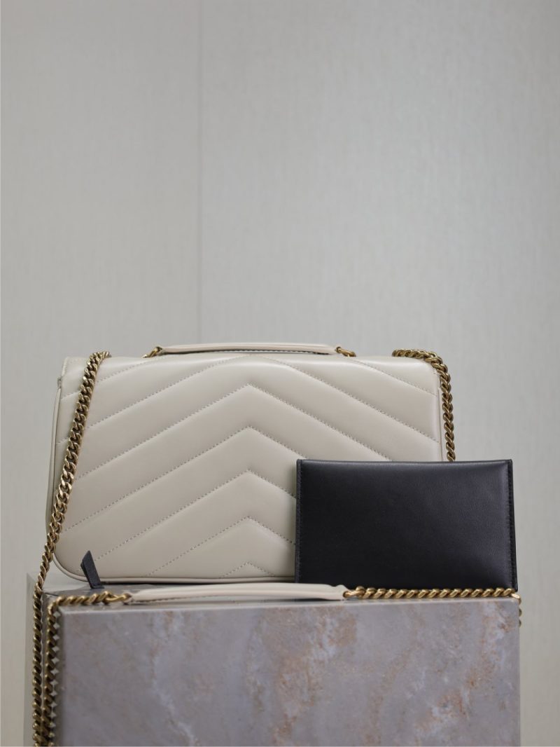LOULOU SMALL 24 IN WHITE SHEEPSKIN GOLD HARDWARE