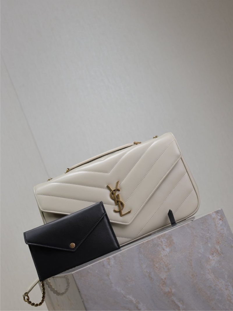 LOULOU SMALL 24 IN WHITE SHEEPSKIN GOLD HARDWARE