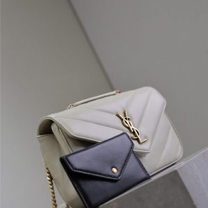 LOULOU MINI 20 IN WHITE SHEEPSKIN GOLD HARDWARE