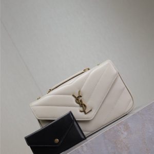 LOULOU MINI 20 IN WHITE SHEEPSKIN GOLD HARDWARE