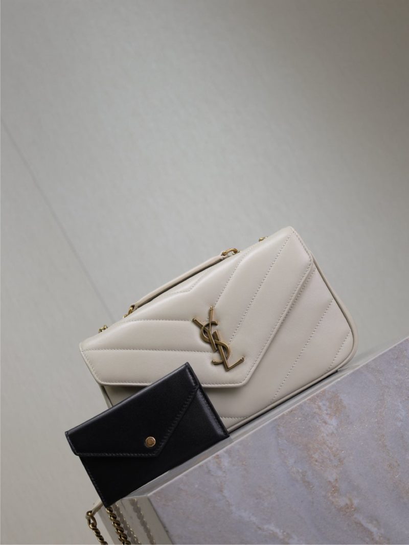 LOULOU MINI 20 IN WHITE SHEEPSKIN GOLD HARDWARE