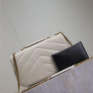 LOULOU MINI 20 IN WHITE SHEEPSKIN GOLD HARDWARE