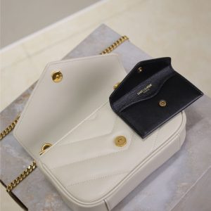 LOULOU MINI 20 IN WHITE SHEEPSKIN GOLD HARDWARE