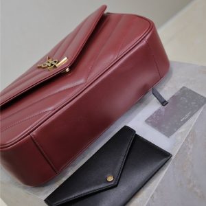 LOULOU MEDIUM 29 IN BURGUNDY RED SHEEPSKIN GOLD HARDWARE