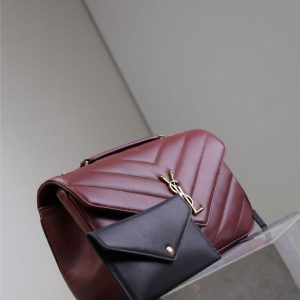 LOULOU MEDIUM 29 IN BURGUNDY RED SHEEPSKIN GOLD HARDWARE