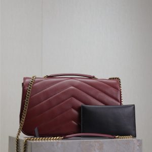 LOULOU MEDIUM 29 IN BURGUNDY RED SHEEPSKIN GOLD HARDWARE
