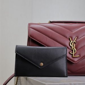 LOULOU MEDIUM 29 IN BURGUNDY RED SHEEPSKIN GOLD HARDWARE