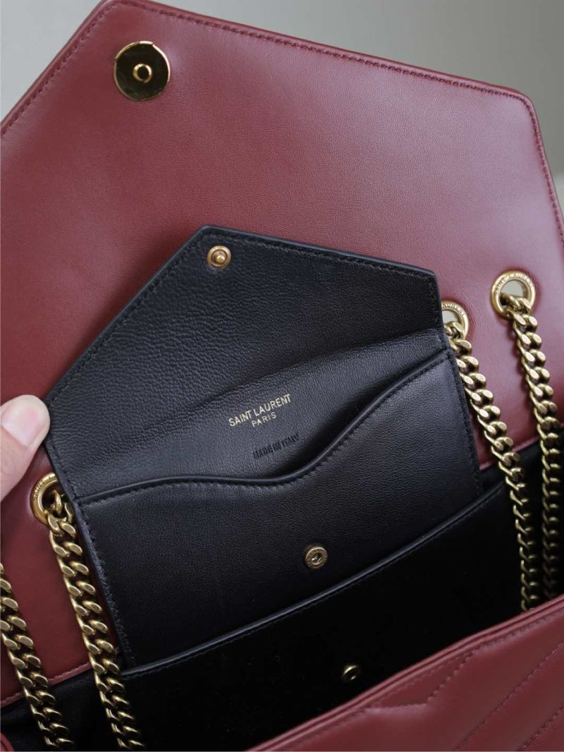 LOULOU SMALL 24 IN BURGUNDY RED SHEEPSKIN GOLD HARDWARE