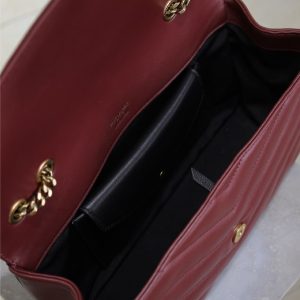 LOULOU MEDIUM 29 IN BURGUNDY RED SHEEPSKIN GOLD HARDWARE