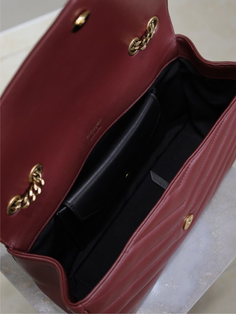 LOULOU SMALL 24 IN BURGUNDY RED SHEEPSKIN GOLD HARDWARE