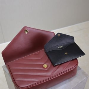 LOULOU SMALL 24 IN BURGUNDY RED SHEEPSKIN GOLD HARDWARE