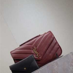 LOULOU MEDIUM 29 IN BURGUNDY RED SHEEPSKIN GOLD HARDWARE