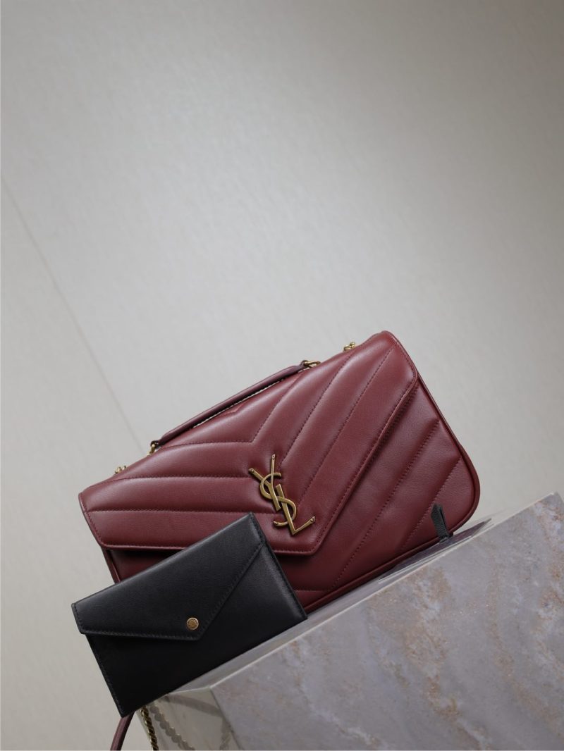 LOULOU SMALL 24 IN BURGUNDY RED SHEEPSKIN GOLD HARDWARE