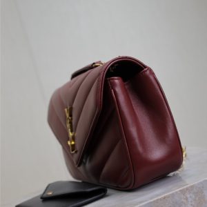 LOULOU SMALL 24 IN BURGUNDY RED SHEEPSKIN GOLD HARDWARE
