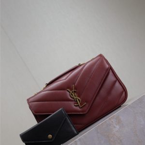 LOULOU SMALL 24 IN BURGUNDY RED SHEEPSKIN GOLD HARDWARE