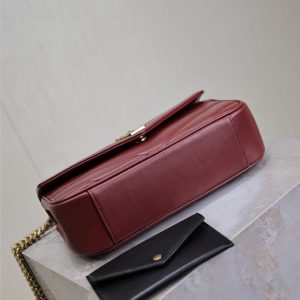 LOULOU MINI 20 IN BURGUNDY RED SHEEPSKIN GOLD HARDWARE