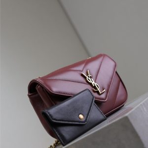 LOULOU MINI 20 IN BURGUNDY RED SHEEPSKIN GOLD HARDWARE