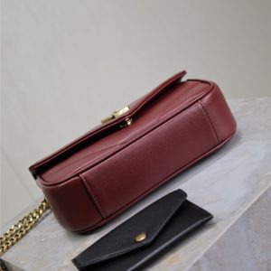 LOULOU MINI 20 IN BURGUNDY RED SHEEPSKIN GOLD HARDWARE