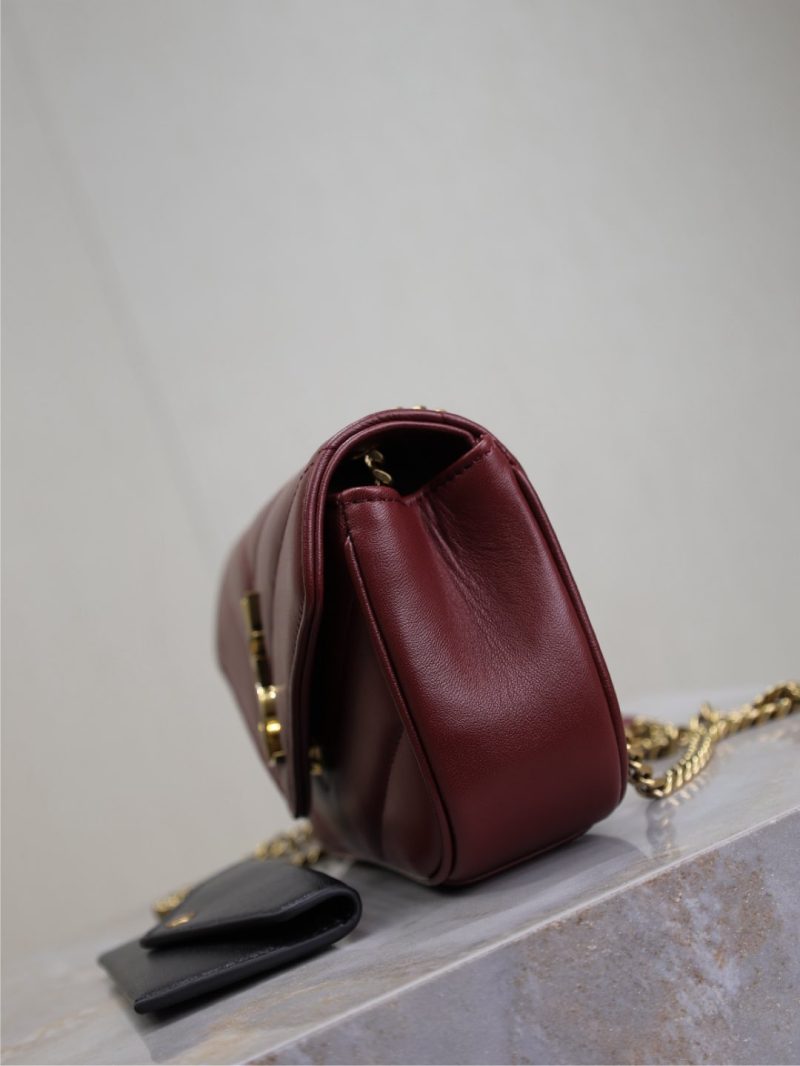 LOULOU MINI 20 IN BURGUNDY RED SHEEPSKIN GOLD HARDWARE