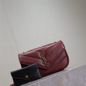 LOULOU MINI 20 IN BURGUNDY RED SHEEPSKIN GOLD HARDWARE